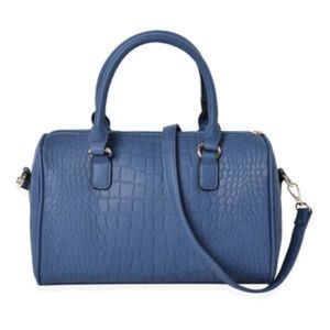 Blue crocodile pattern hand bag